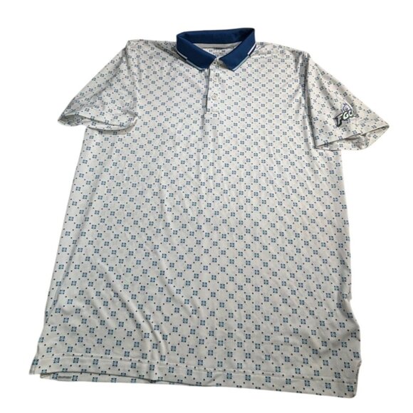 Puma FGCU Mens Polo Shirt Blue Geometric Print Size XL Polyester - Picture 2 of 10